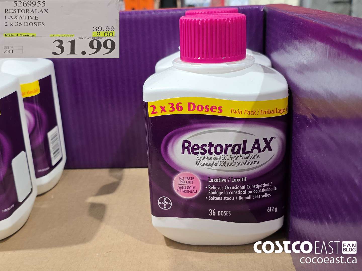 5269955 RESTORALAX LAXATIVE 2 X 36 DOSES ($8.00 INSTANT SAVINGS EXPIRES ON 2025-06-08) $31.99