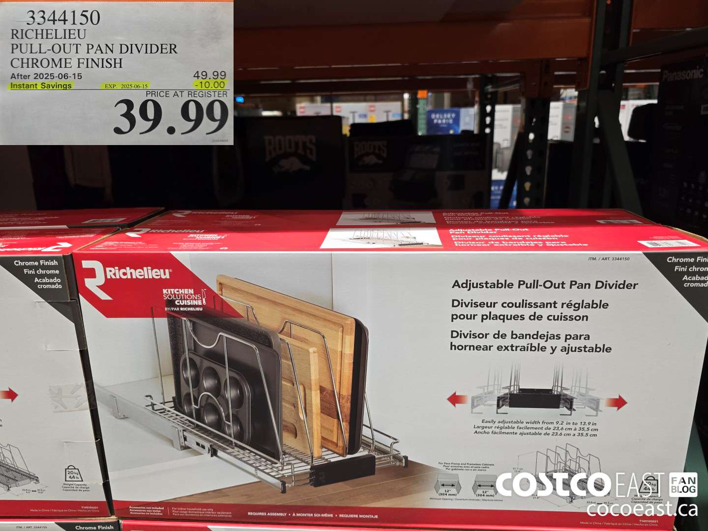 3344150 RICHELIEU PULL-OUT PAN DIVIDER CHROME FINISH ($10.00 INSTANT SAVINGS EXPIRES ON 2025-06-15) $39.99