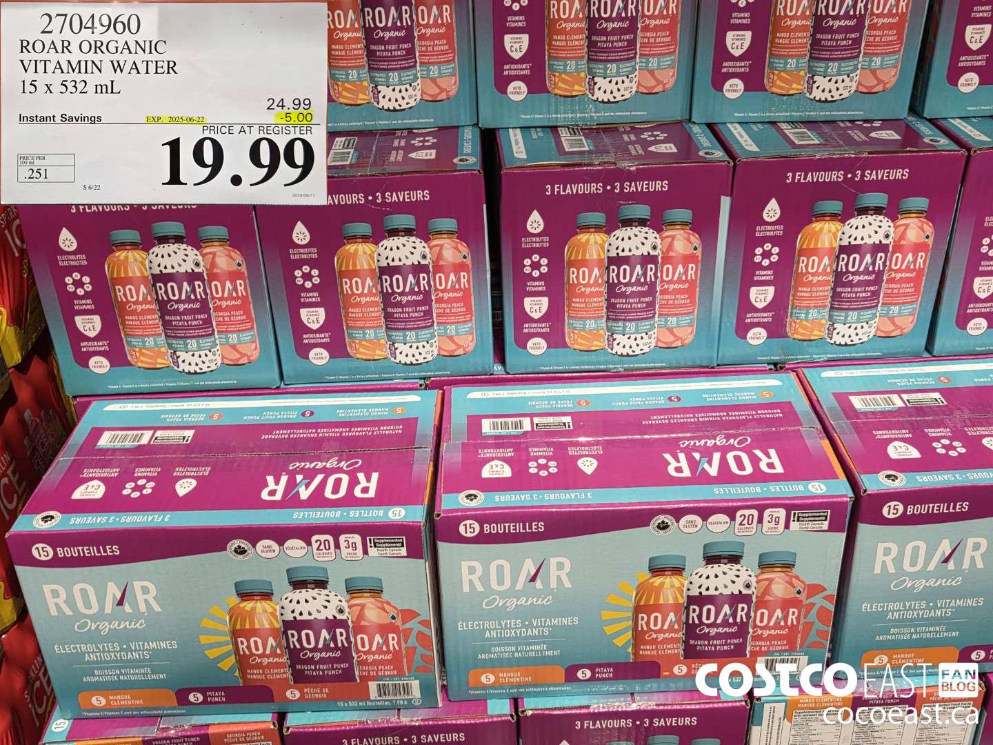 2704960 ROAR ORGANIC VITAMIN WATER 15 X 532 ML ($5.00 INSTANT SAVINGS EXPIRES ON 2025-06-22) $19.99