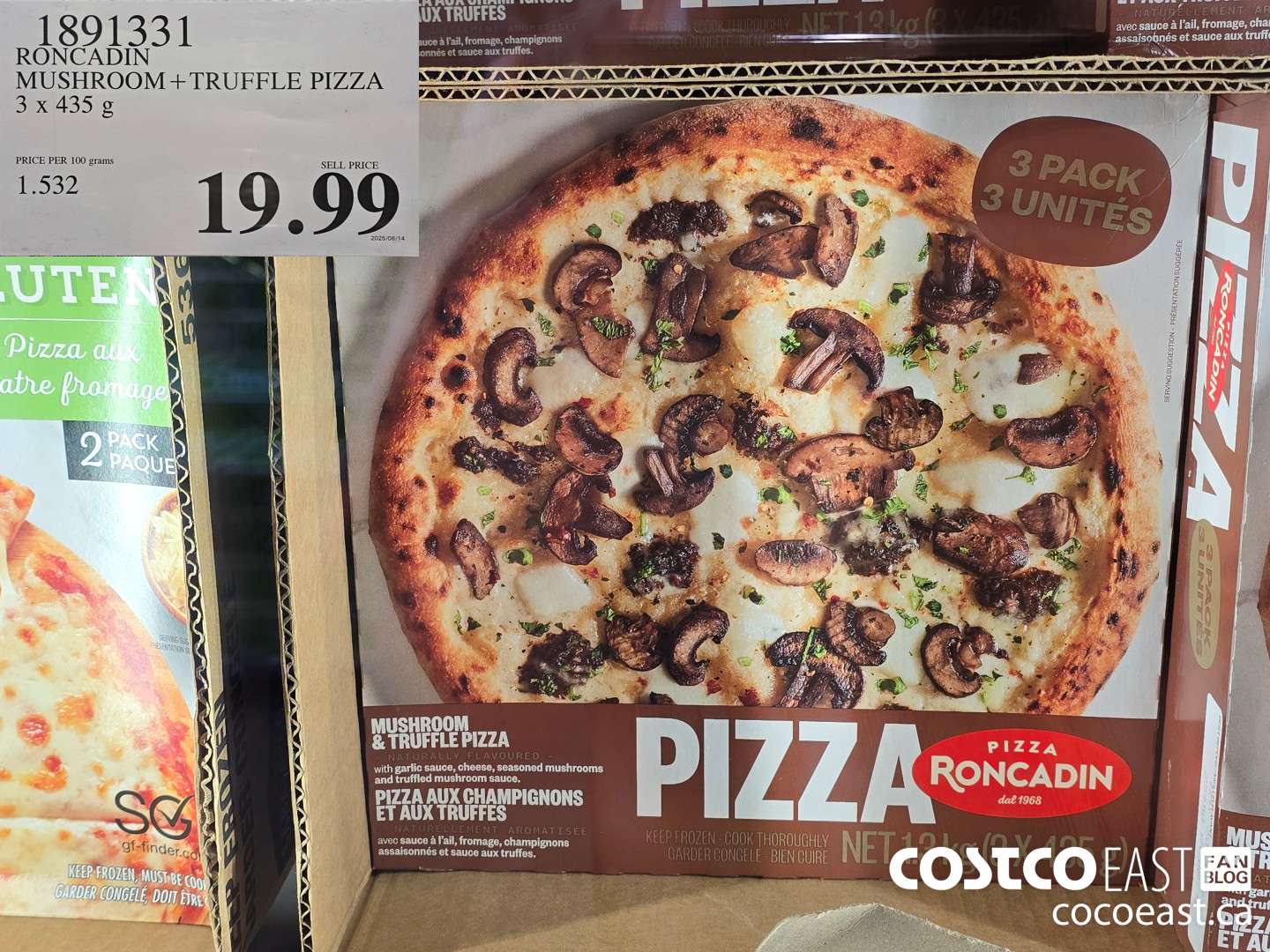 1891331 RONCADIN MUSHROOM + TRUFFLE PIZZA 3 x 435 g $19.99