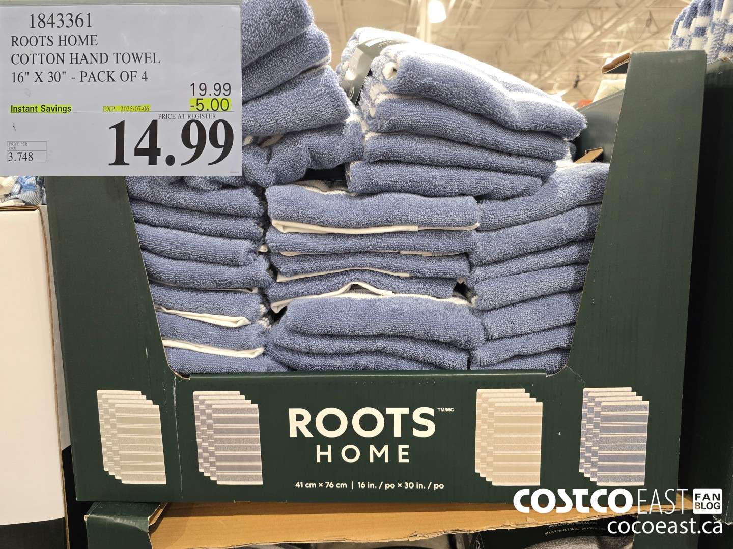1843361 ROOTS HOME 100% COTTON HAND TOWEL 16