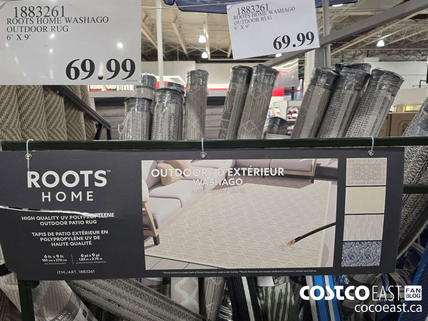 1883261 ROOTS HOME WASHAGO OUTDOOR RUG 6' X 9'  $69.99