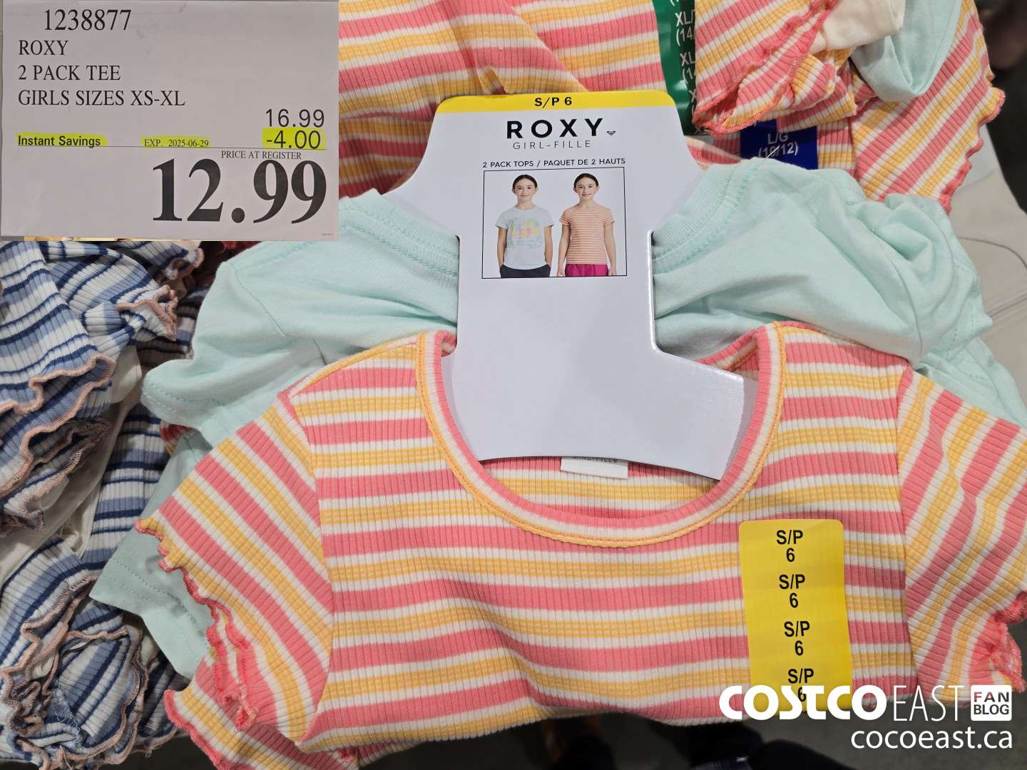 1238877 ROXY 2 PACK TEE GIRLS SIZES XS-XL ($4.00 INSTANT SAVINGS EXPIRES ON 2025-06-29) $12.99