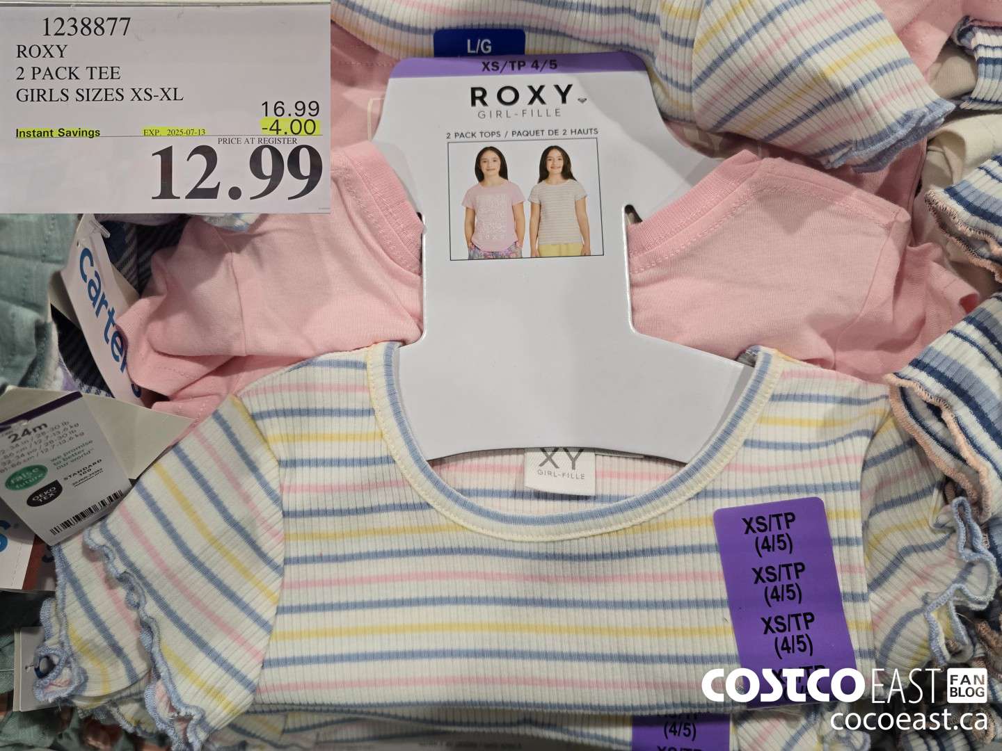 1238877 ROXY 2 PACK TEE GIRLS SIZES XS-XL ($4.00 INSTANT SAVINGS EXPIRES ON 2025-07-13) $12.99
