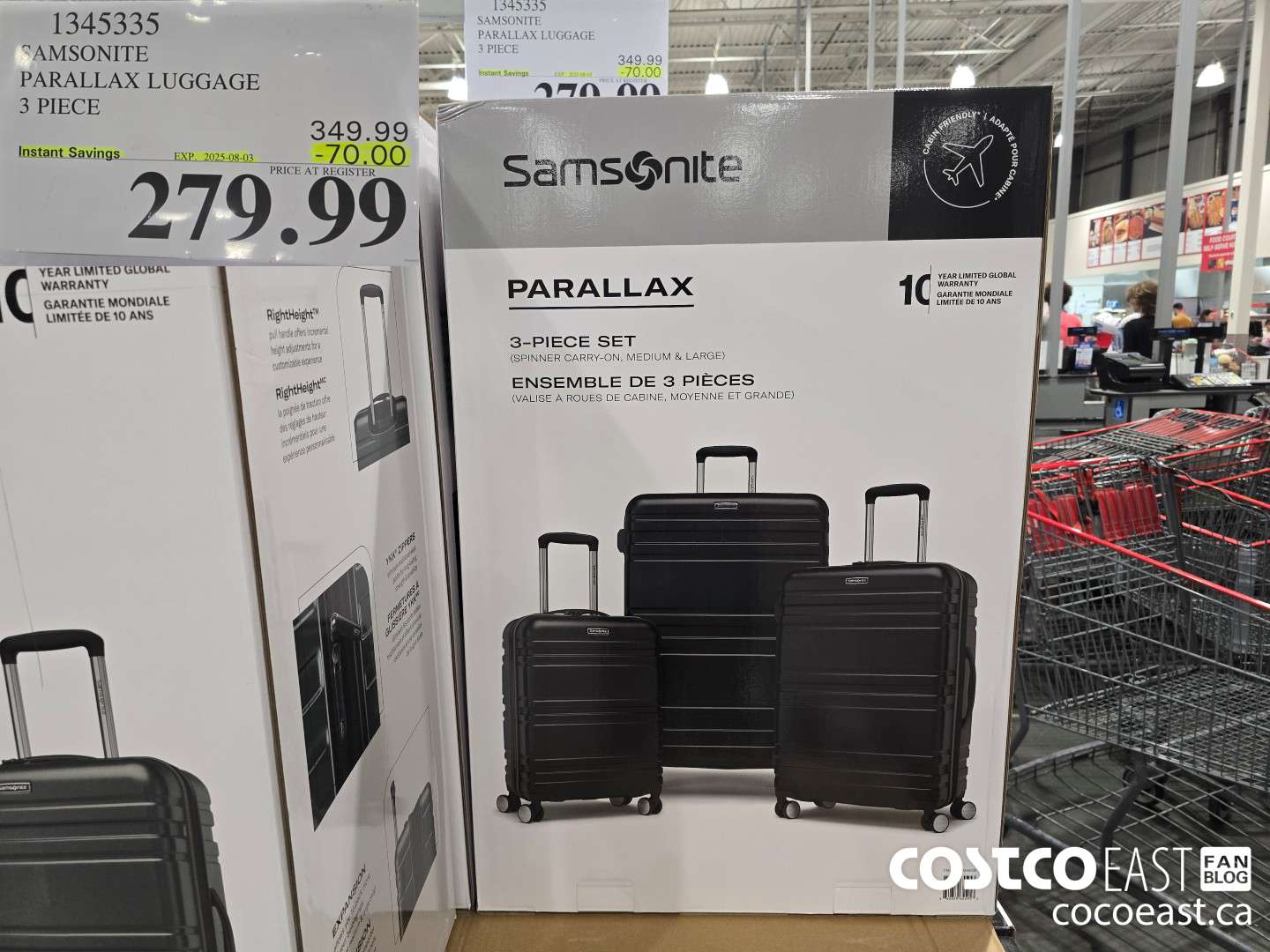 1345335 SAMSONITE PARALLAX LUGGAGE 3 PIECE ($70.00 INSTANT SAVINGS EXPIRES ON 2025-08-03) $279.99