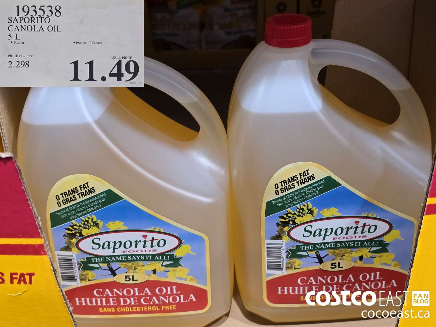 193538 SAPORITO CANOLA OIL 5L $11.49