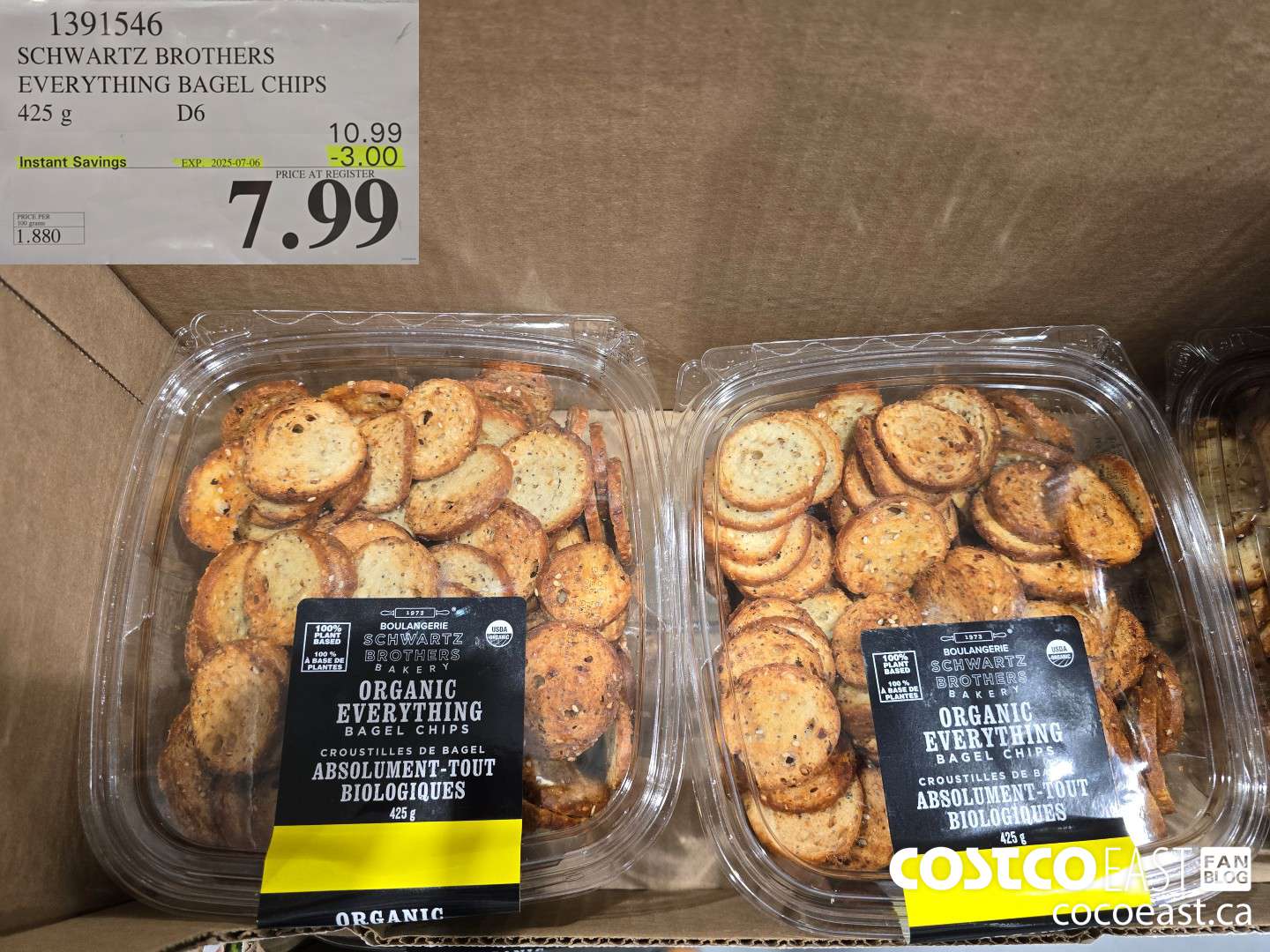 1391546 SCHWARTZ BROTHERS EVERYTHING BAGEL CHIPS 425 g ($3.00 INSTANT SAVINGS EXPIRES ON 2025-07-06) $7.99
