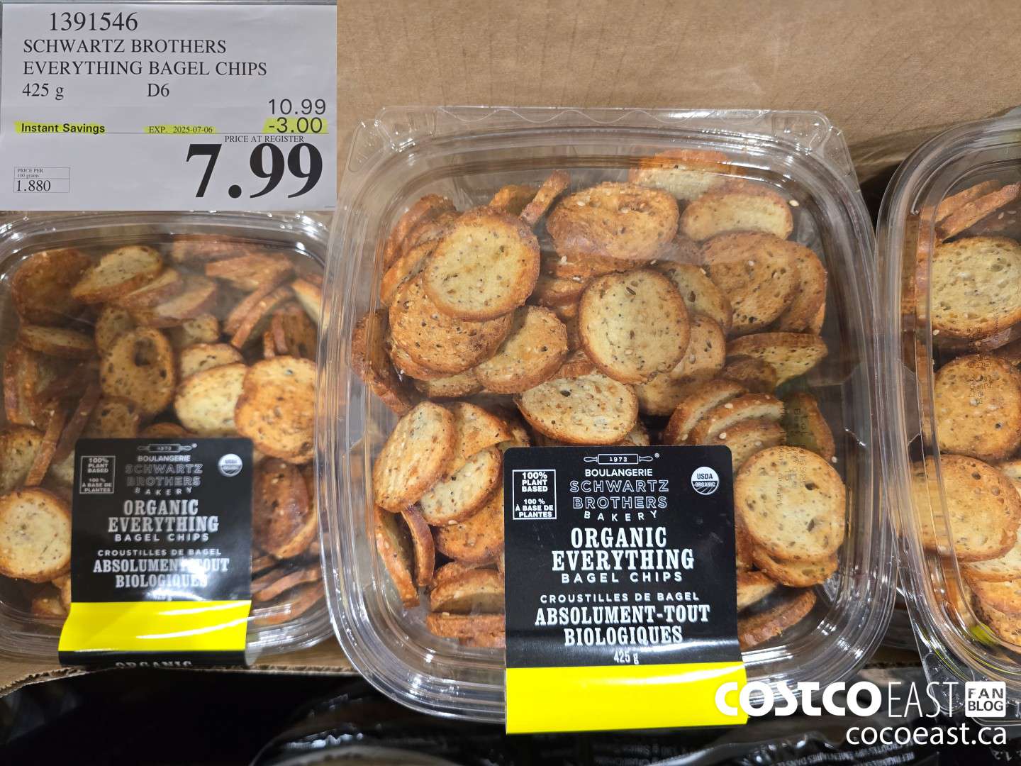 1391546 SCHWARTZ BROTHERS EVERYTHING BAGEL CHIPS 425 g ($3.00 INSTANT SAVINGS EXPIRES ON 2025-07-06) $7.99