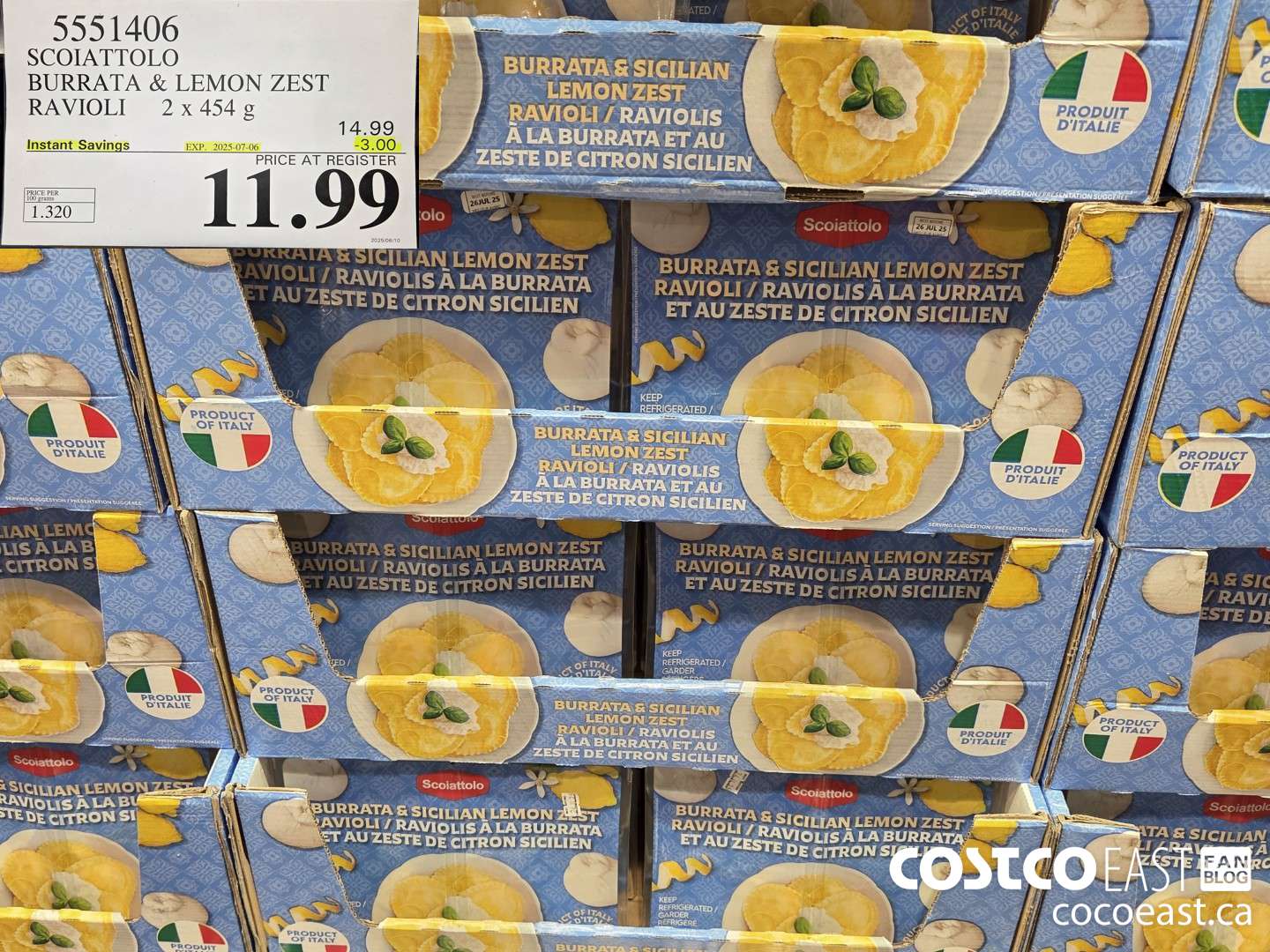 5551406 SCOIATTOLO BURRATA & LEMON ZEST RAVIOLI 2 x 454 G ($3.00 INSTANT SAVINGS EXPIRES ON 2025-07-06) $11.99
