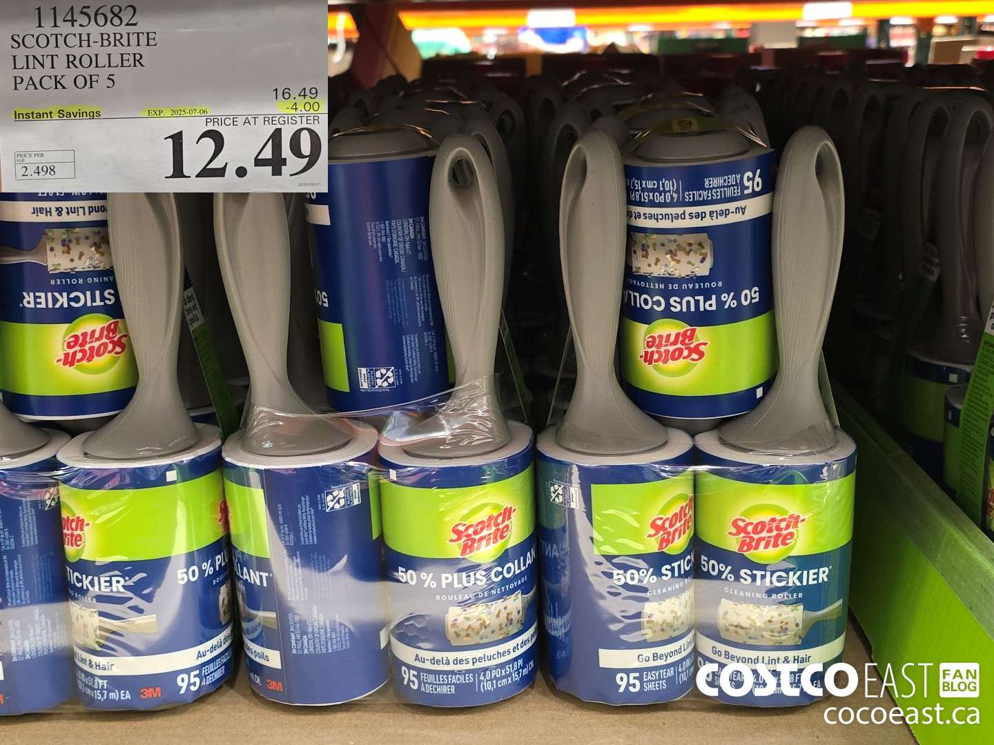 1145682 SCOTCH-BRITE LINT ROLLER PACK OF 5 ($4.00 INSTANT SAVINGS EXPIRES ON 2025-07-06) $12.49