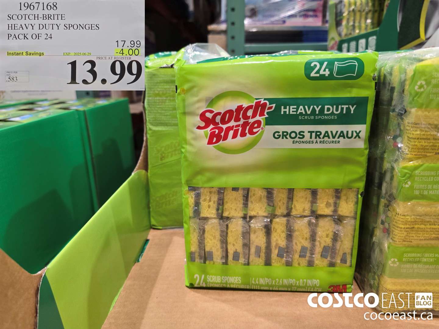 1967168 SCOTCH-BRITE SCRUB SPONGES PACK OF 24 ($4.00 INSTANT SAVINGS EXPIRES ON 2025-06-29) $13.99