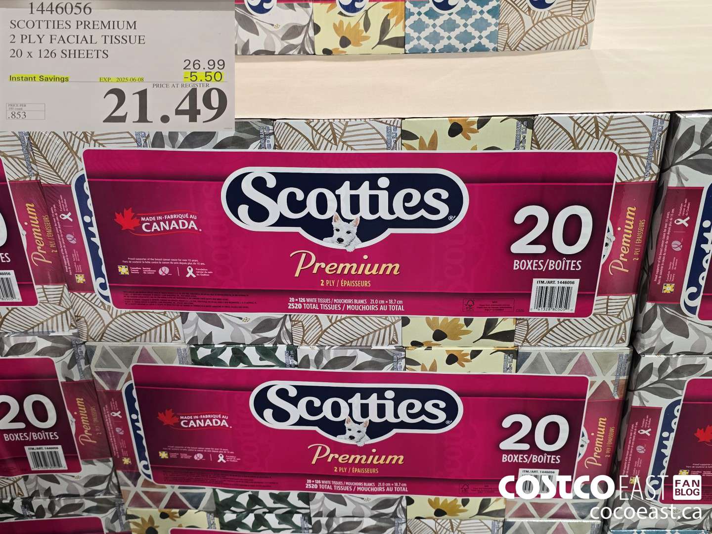 1446056 SCOTTIE PREMIUM 2 PLY FACIAL TISSUES 20 x 126 sheets ($5.50 INSTANT SAVINGS EXPIRES ON 2025-06-08) $21.49