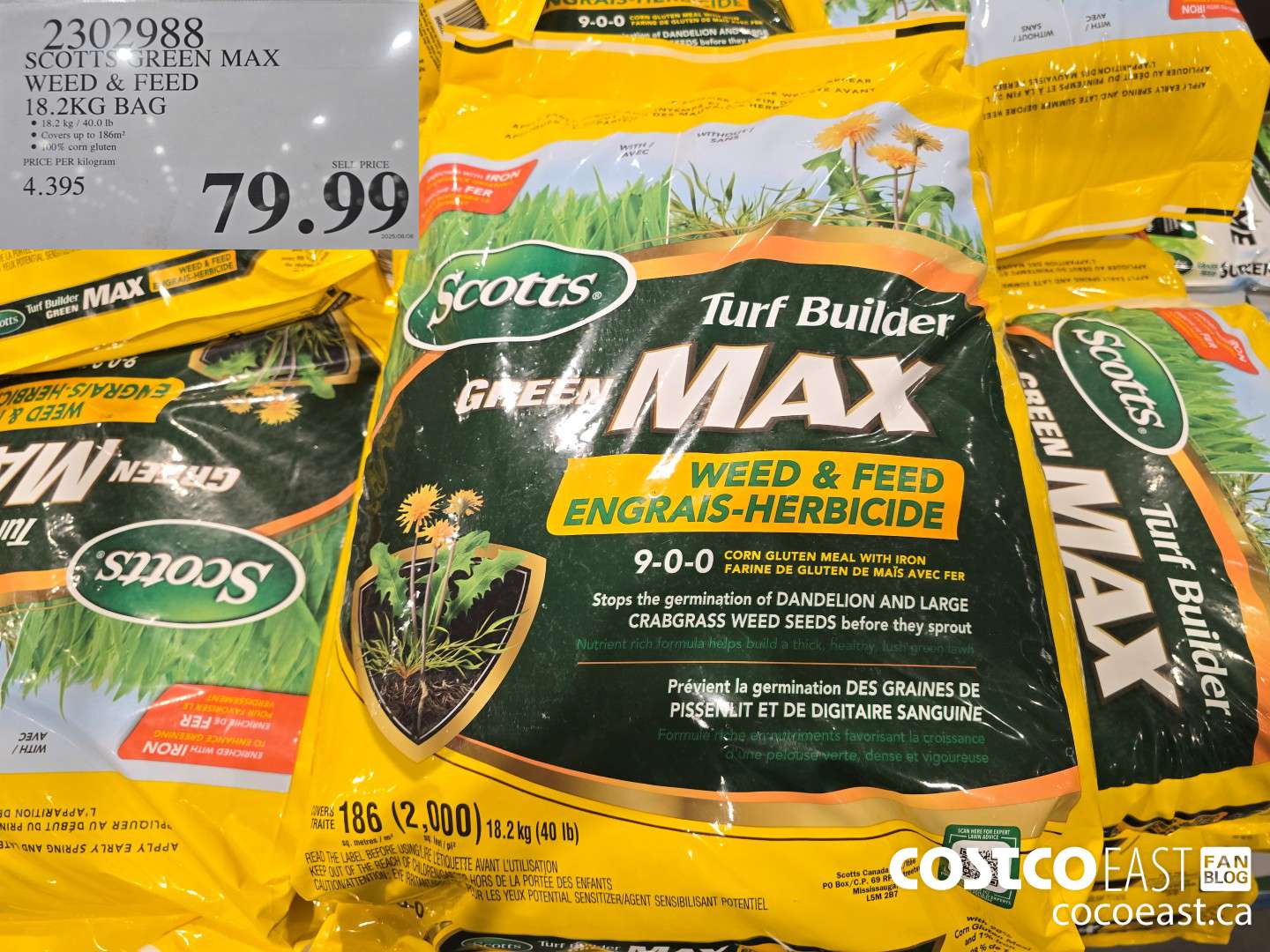 2302988 SCOTTS GREEN MAX WEED & FEED 18.2KG BAG $79.99