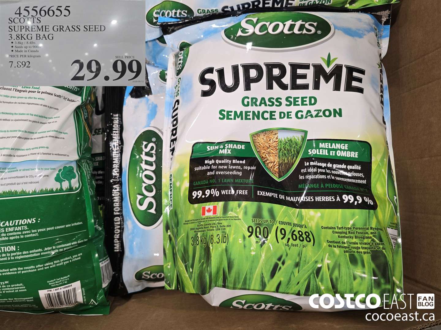 4556655 SCOTTS SUPREME GRASS SEED 3.8KG BAG $29.99