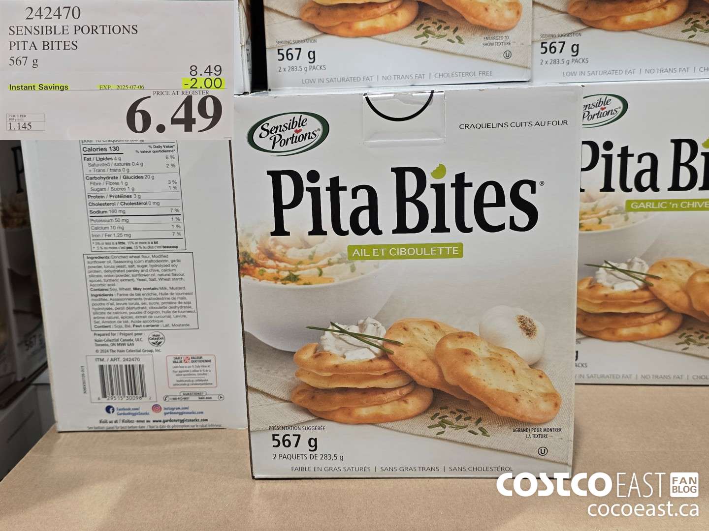 242470 SENSIBLE PORTIONS PITA BITES 567 g ($2.00 INSTANT SAVINGS EXPIRES ON 2025-07-06) $6.49