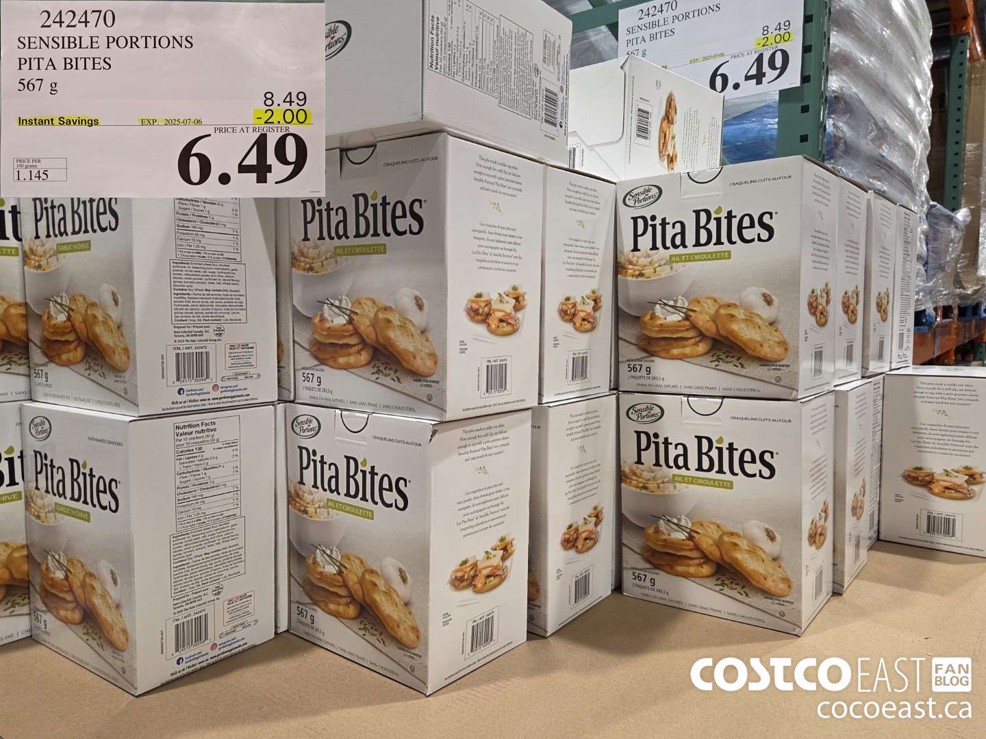 242470 SENSIBLE PORTIONS PITA BITES 567 g ($2.00 INSTANT SAVINGS EXPIRES ON 2025-07-06) $6.49