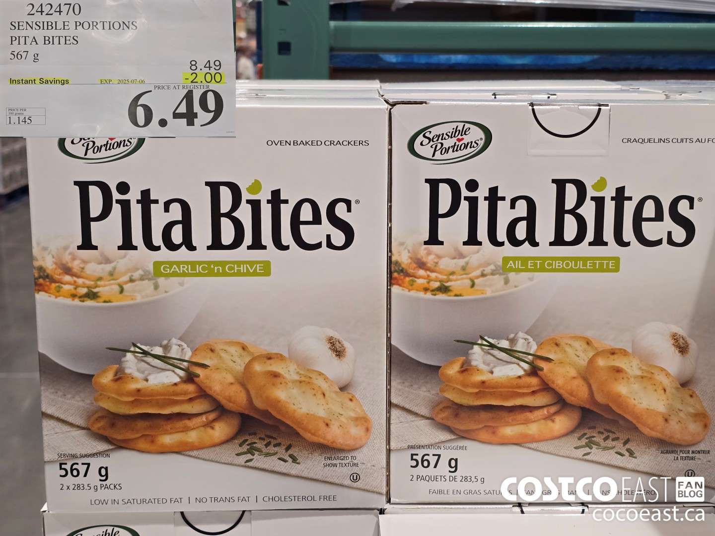 242470 SENSIBLE PORTIONS PITA BITES 567 g ($2.00 INSTANT SAVINGS EXPIRES ON 2025-07-06) $6.49