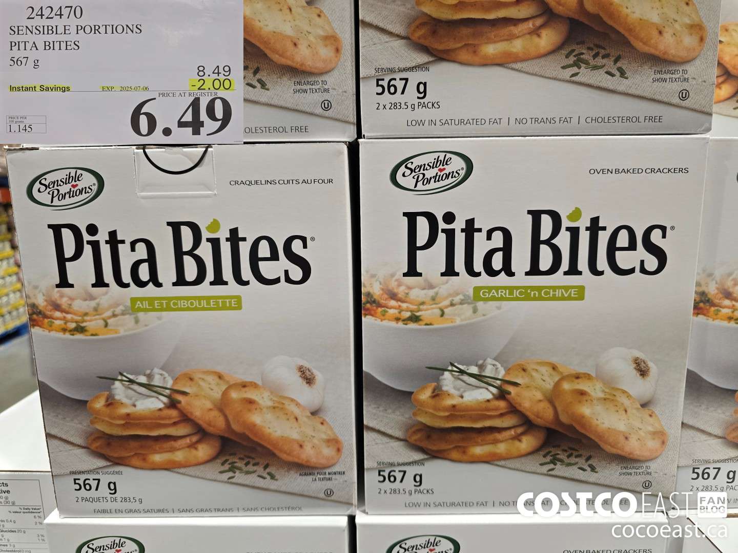 242470 SENSIBLE PORTIONS PITA BITES 567 g ($2.00 INSTANT SAVINGS EXPIRES ON 2025-07-06) $6.49