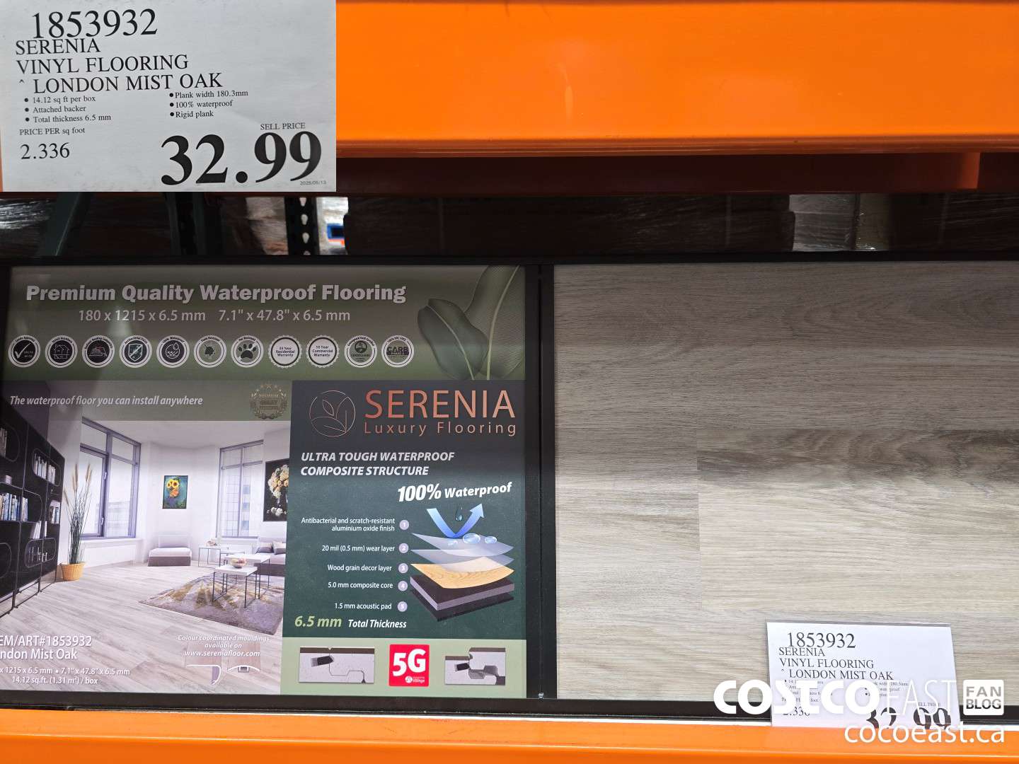1853932 SERENIA VINYL FLOORING LONDON MIST OAK $32.99