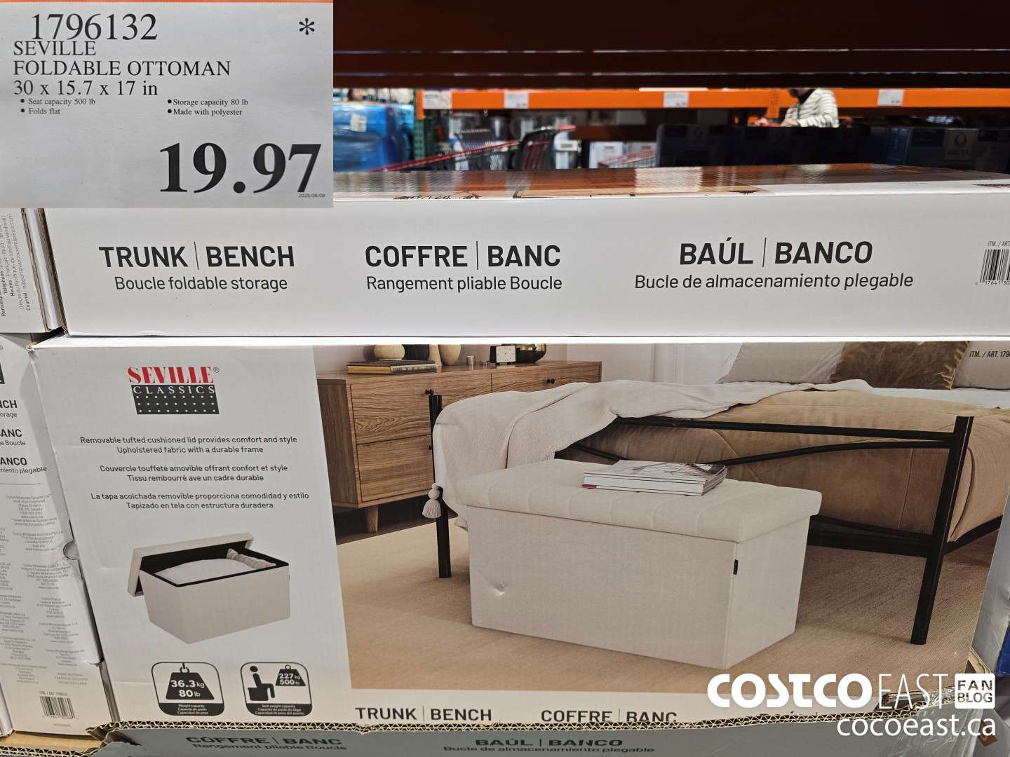 1796132 SEVILLE FOLDABLE OTTOMAN 30 x 15.7 X 17 IN $19.97