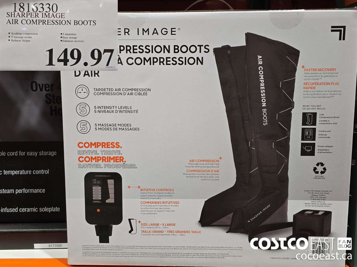 1816330 SHARPER IMAGE AIR COMPRESSION BOOTS  $149.97