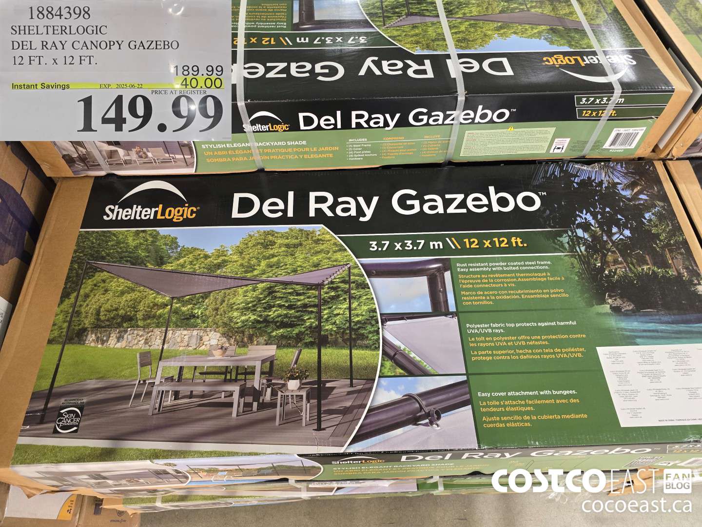 1884398 SHELTERLOGIC DEL RAY CANOPY GAZEBO 12 FT. x 12 FT. ($40.00 INSTANT SAVINGS EXPIRES ON 2025-06-22) $14.99