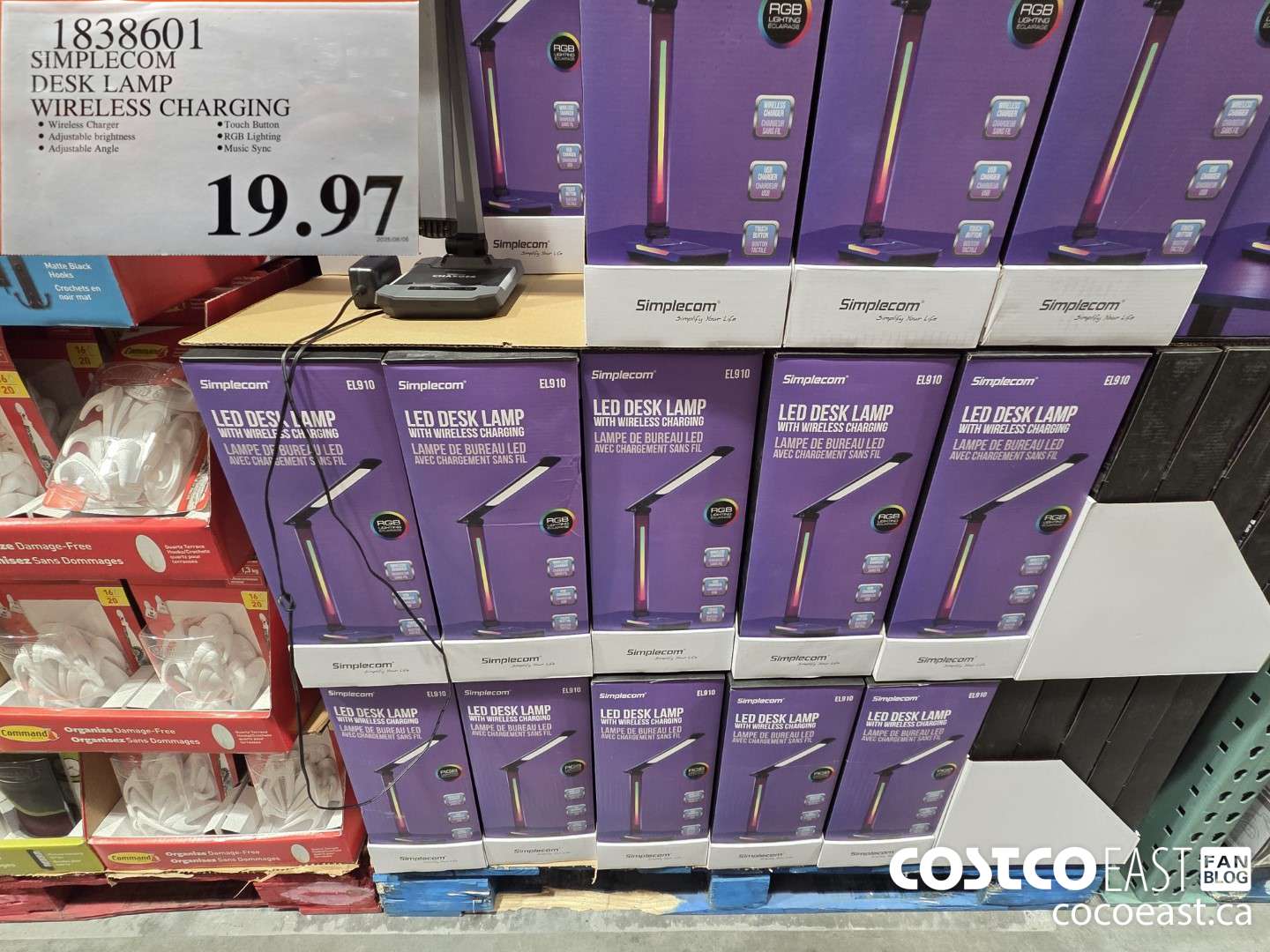 1838601 SIMPLECOM DESK LAMP WIRELESS CHARGING $19.97