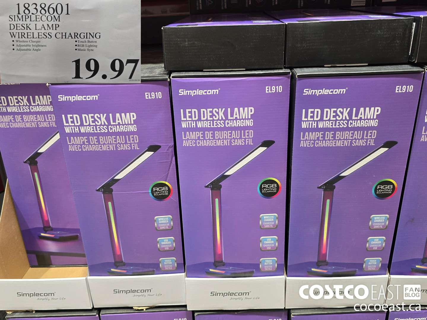 1838601 SIMPLECOM DESK LAMP WIRELESS CHARGING $19.97