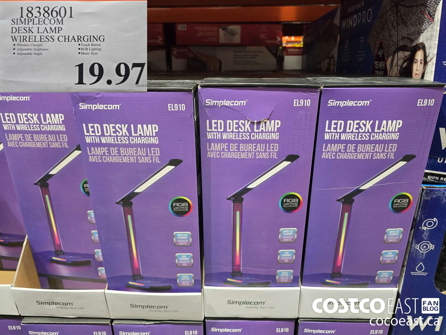 1838601 SIMPLECOM DESK LAMP WIRELESS CHARGING $19.97