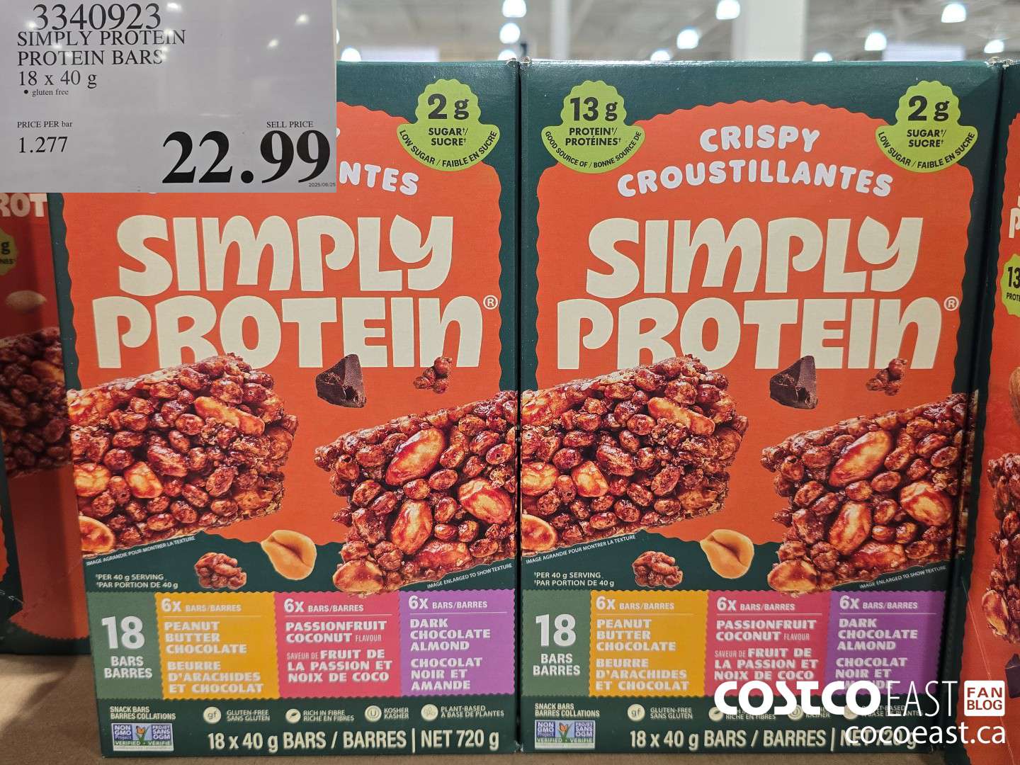 3340923 SIMPLY PROTEIN PROTEIN BAR 18 x 40 g $22.99