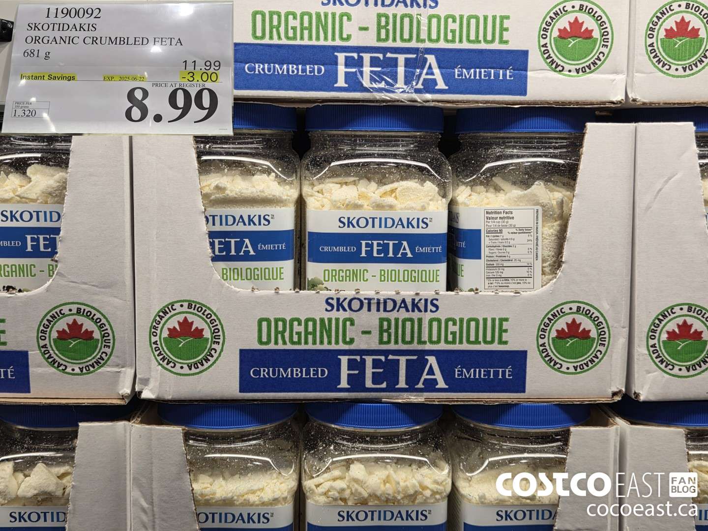 1190092 SKOTIDAKIS ORGANIC CRUMBLED FETA 681 G ($3.00 INSTANT SAVINGS EXPIRES ON 2025-06-22) $8.99