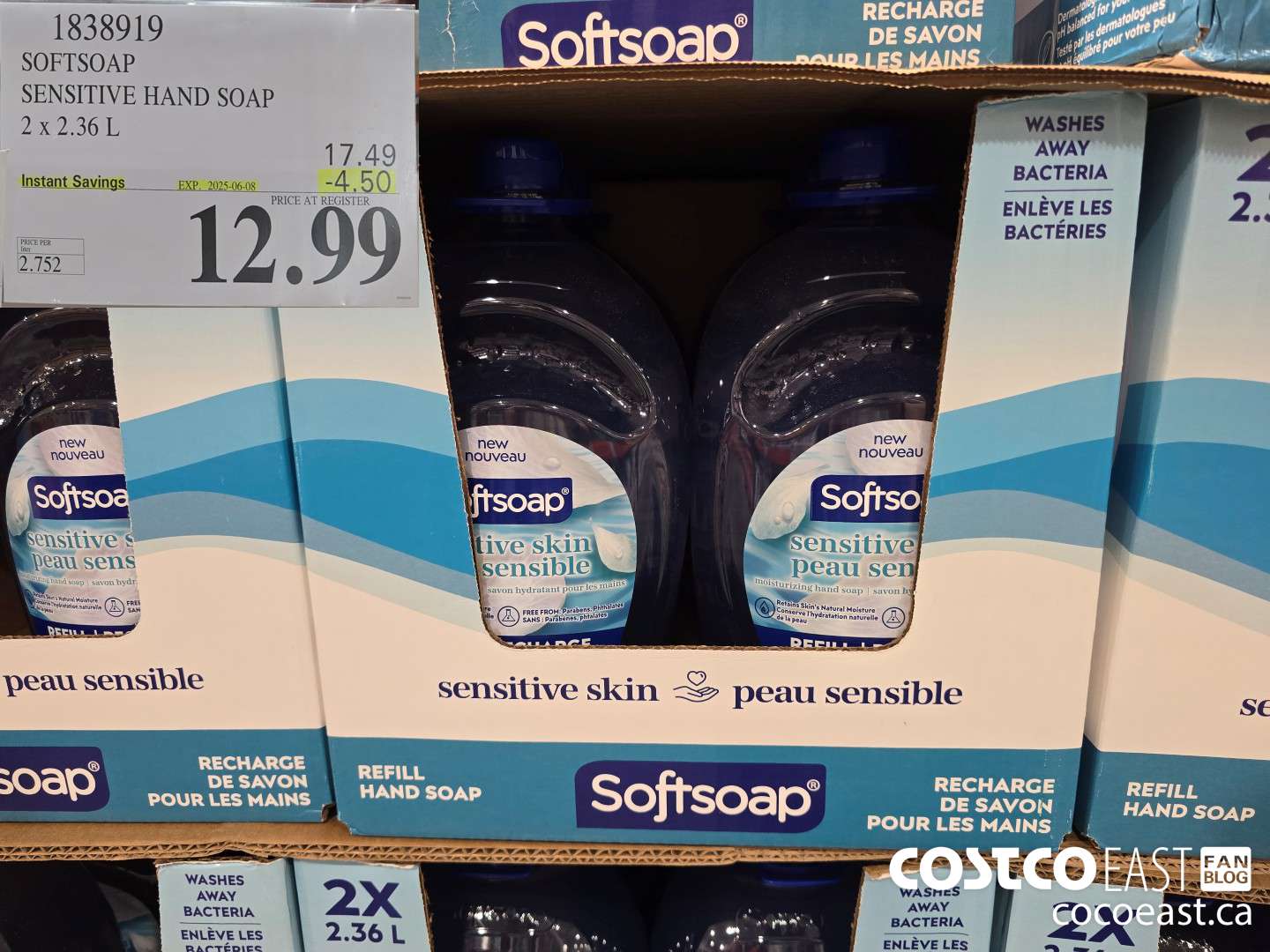 1838919 SOFTSOAP SENSITIVE HAND SOAP 2 x 2.36 L ($4.50 INSTANT SAVINGS EXPIRES ON 2025-06-08) $12.99