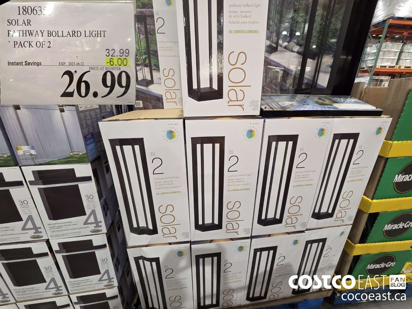 1806355 SOLAR PATHWAY BOLLARD LIGHT PACK OF 2 ($6.00 INSTANT SAVINGS EXPIRES ON 2025-06-22) $26.99