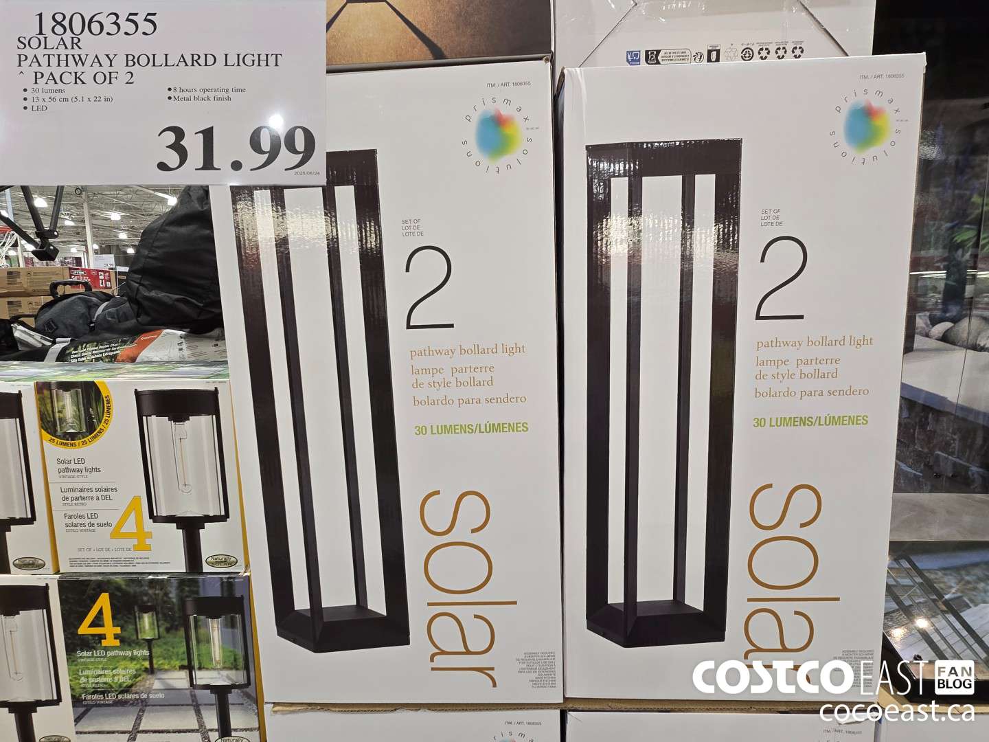 1806355 SOLAR PATHWAY BOLLARD LIGHT PACK OF 2 $31.99