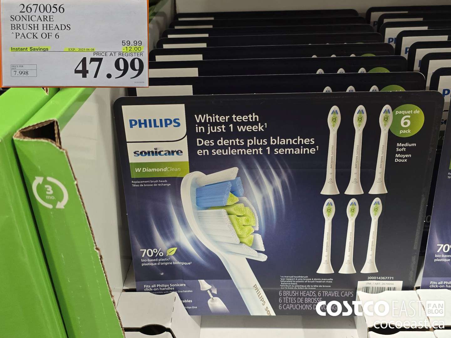 2670056 SONICARE BRUSH HEADS “PACK OF 6 ($12.00 INSTANT SAVINGS EXPIRES ON 2025-06-08) $47.99