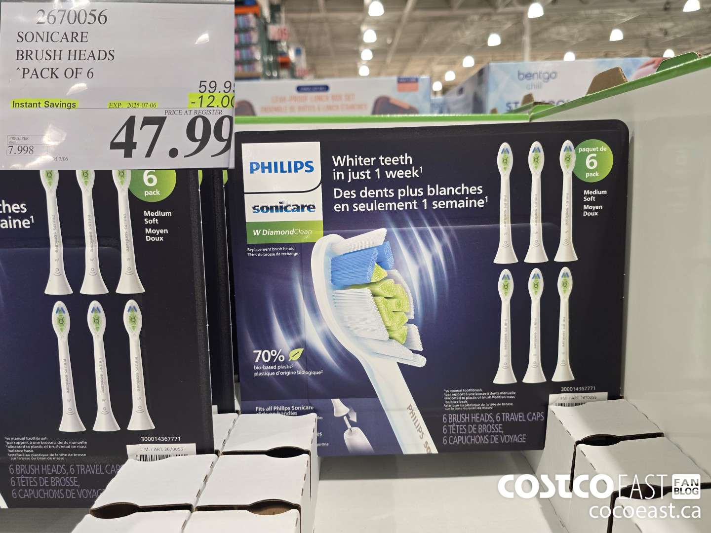 2670056 SONICARE BRUSH HEADS “PACK OF 6 ($12.00 INSTANT SAVINGS EXPIRES ON 2025-07-06) $47.99