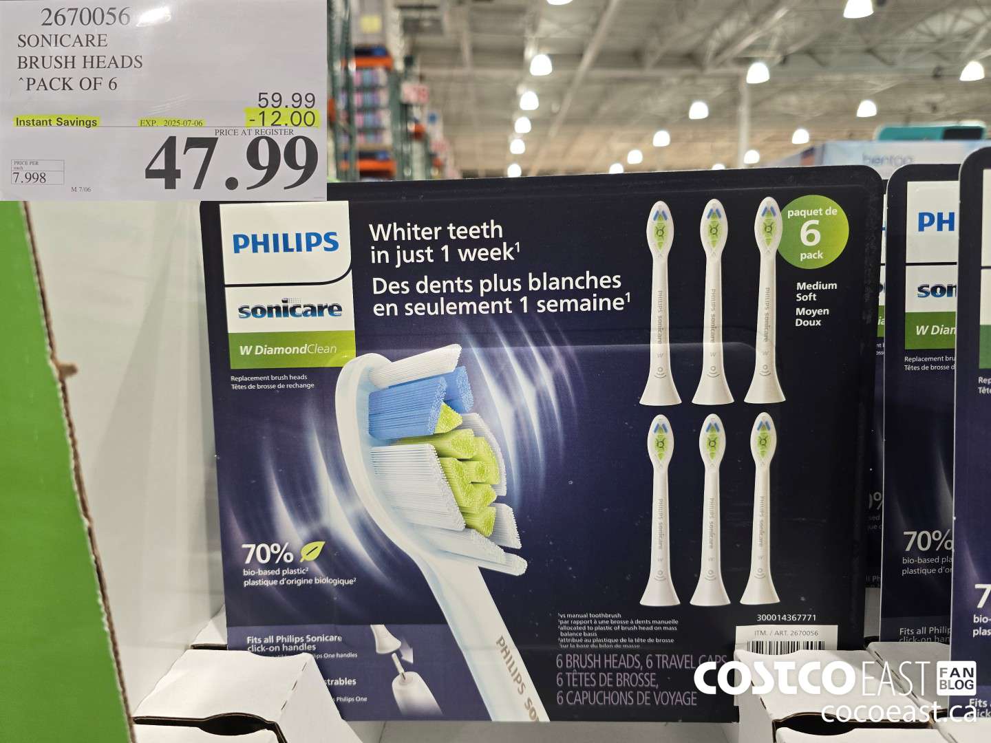 2670056 SONICARE BRUSH HEADS “PACK OF 6 ($12.00 INSTANT SAVINGS EXPIRES ON 2025-07-06) $47.99