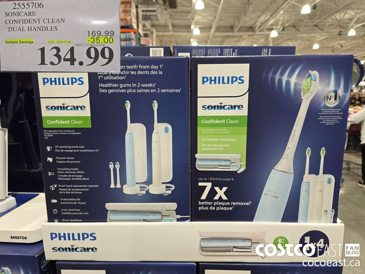 2555706 SONICARE CONFIDENT CLEAN “DUAL HANDLES ($35.00 INSTANT SAVINGS EXPIRES ON 2025-07-06) $134.99