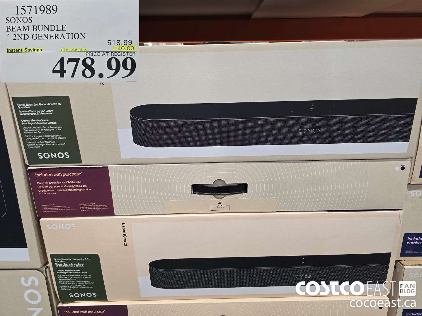 1571989 SONOS BEAM BUNDLE 2ND GENERATION ($40.00 INSTANT SAVINGS EXPIRES ON 2025-06-15) $478.99