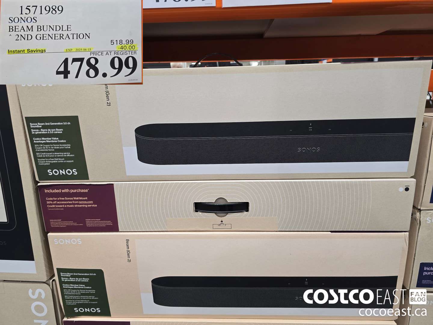 1571989 SONOS BEAM BUNDLE 2ND GENERATION ($40.00 INSTANT SAVINGS EXPIRES ON 2025-06-15) $478.99