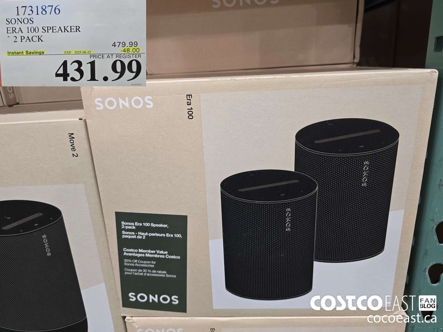 1731876 SONOS ERA 100 2 PACK ($48.00 INSTANT SAVINGS EXPIRES ON 2025-06-15) $431.99