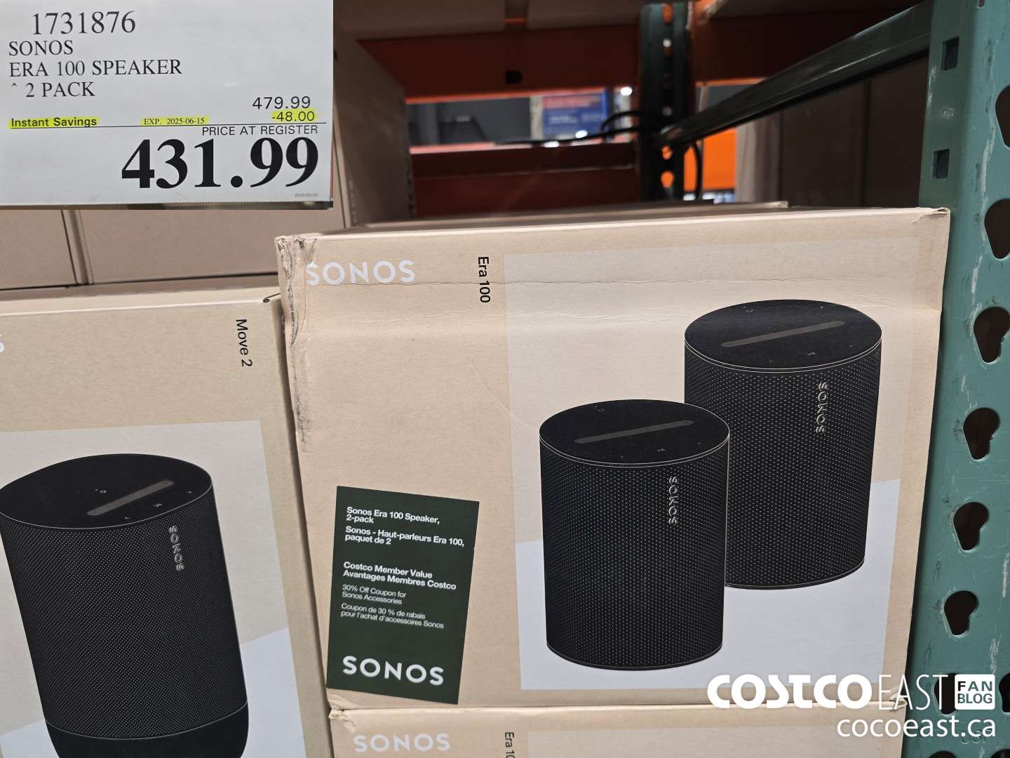 1731876 SONOS ERA 100 2 PACK ($48.00 INSTANT SAVINGS EXPIRES ON 2025-06-15) $431.99