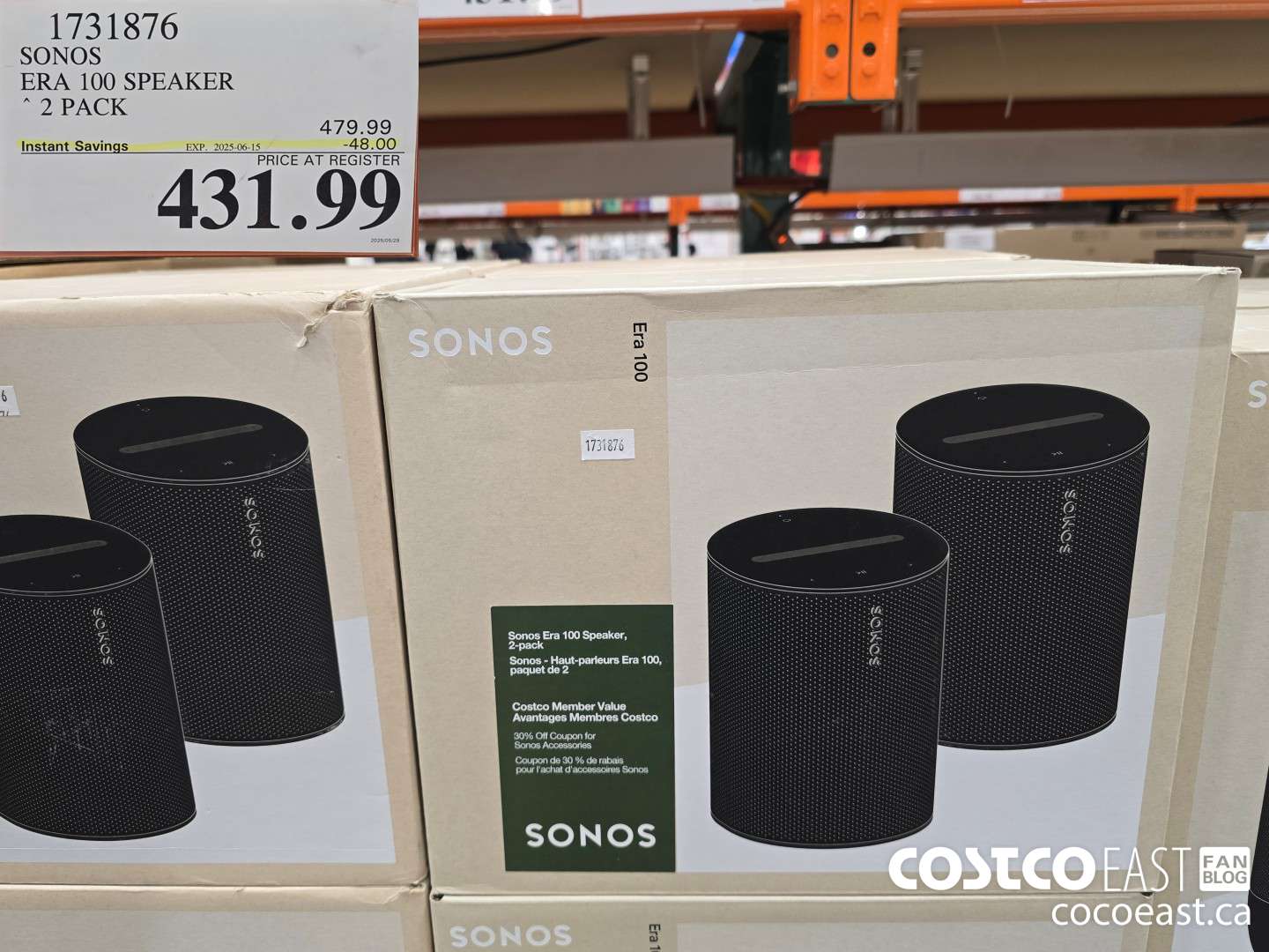 1731876 SONOS ERA 100 2 PACK ($48.00 INSTANT SAVINGS EXPIRES ON 2025-06-15) $431.99