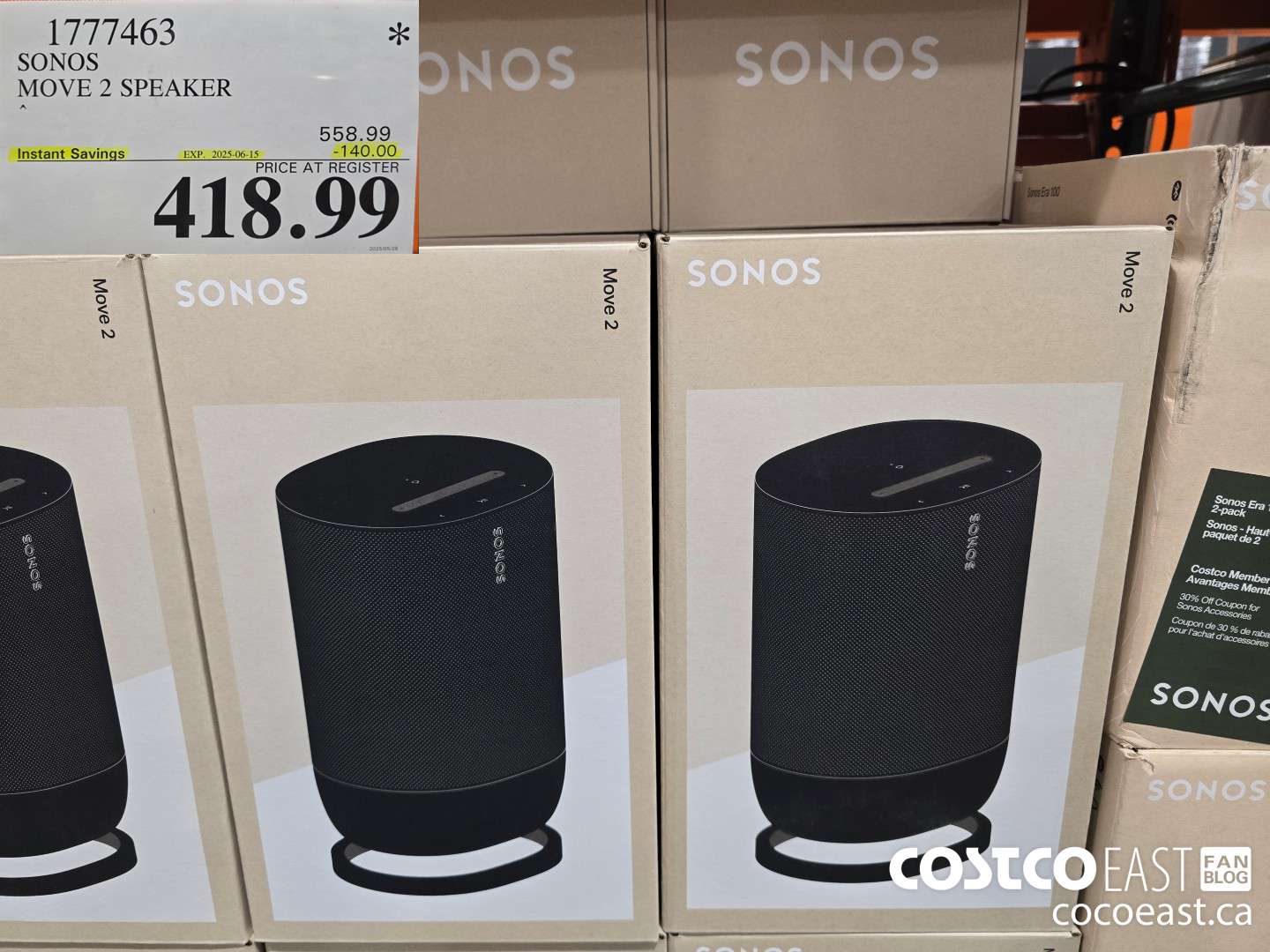 1777463 SONOS MOVE 2 SPEAKER ($140.00 INSTANT SAVINGS EXPIRES ON 2025-06-15) $418.99