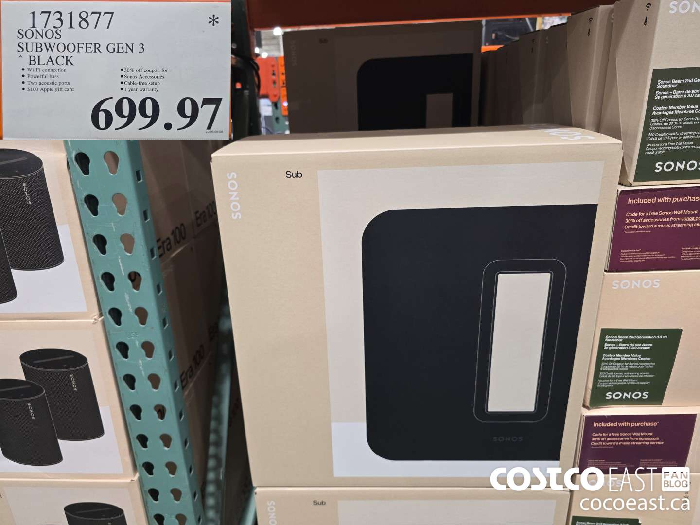 1731877 SONOS SUBWOOFER GEN 3 BLACK $699.97