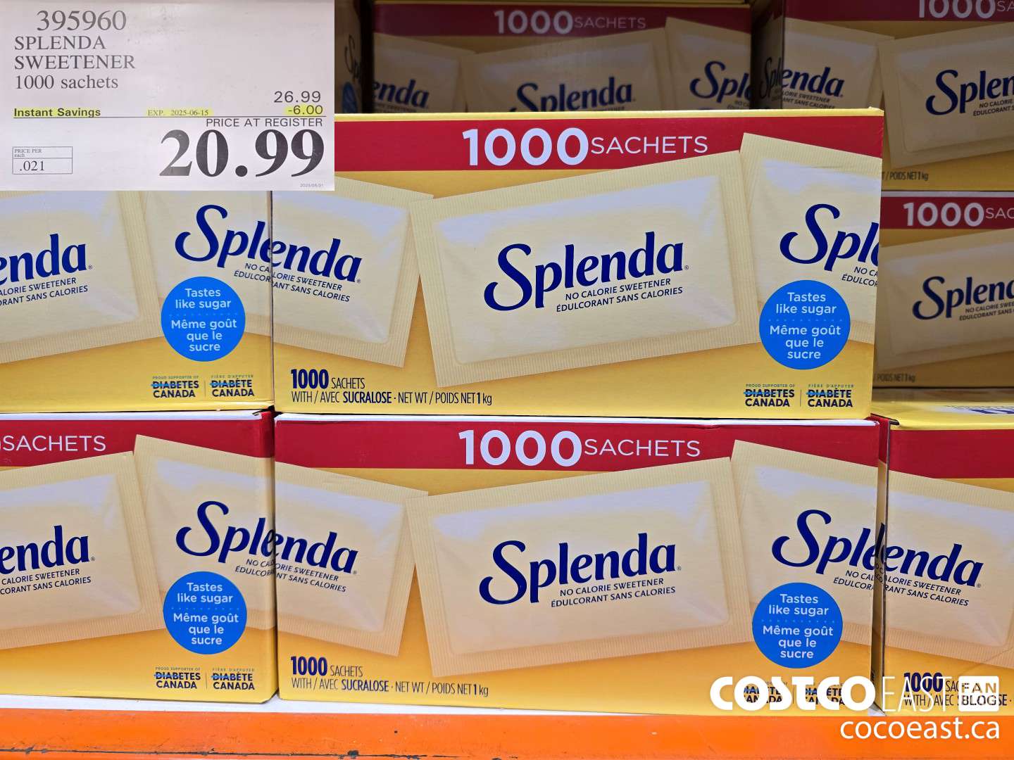 395960 SPLENDA SWEETENER 1000 SACHETS ($6.00 INSTANT SAVINGS EXPIRES ON 2025-06-08) $20.99