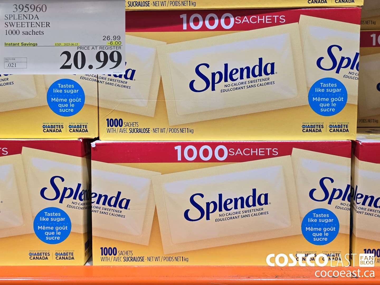 395960 SPLENDA SWEETENER 1000 SACHETS ($6.00 INSTANT SAVINGS EXPIRES ON 2025-06-15) $20.99