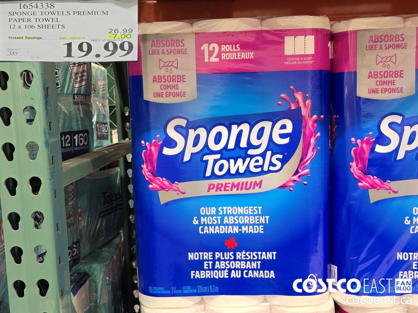 1654338 SPONGE TOWELS PREMIUM PAPER TOWEL 12 x 106 SHEETS ($7.00 INSTANT SAVINGS EXPIRES ON 2025-07-06) $19.99