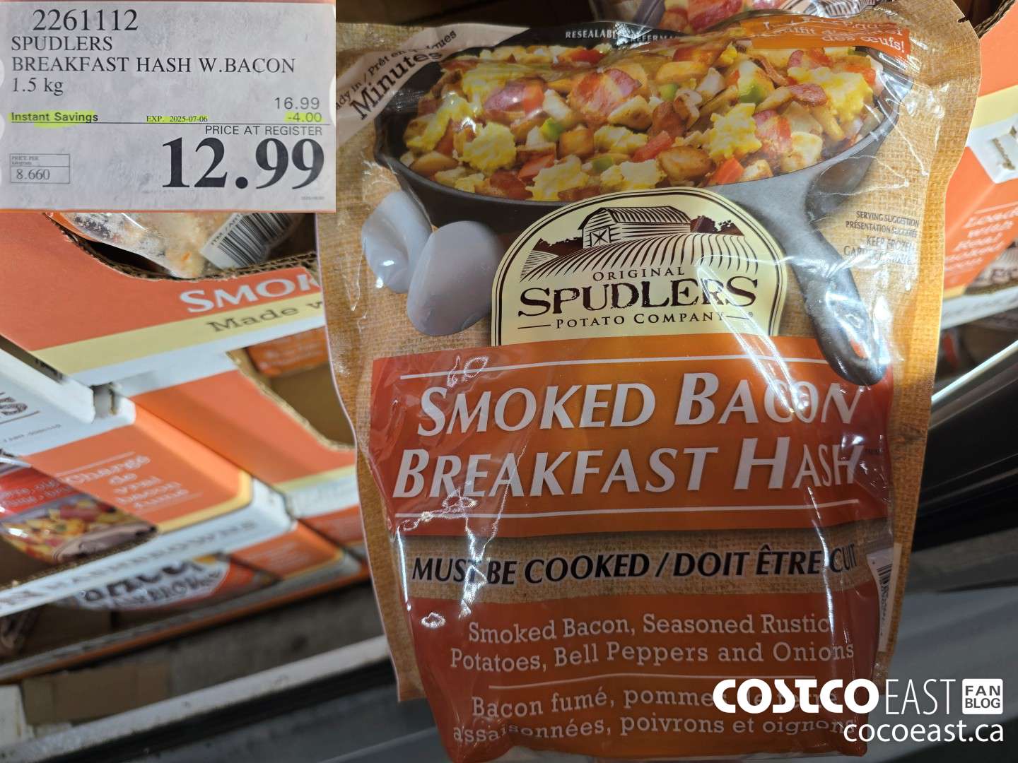 2261112 SPUDLERS BREAKFAST HASH W.BACON 1.5 KG ($4.00 INSTANT SAVINGS EXPIRES ON 2025-07-06) $12.99