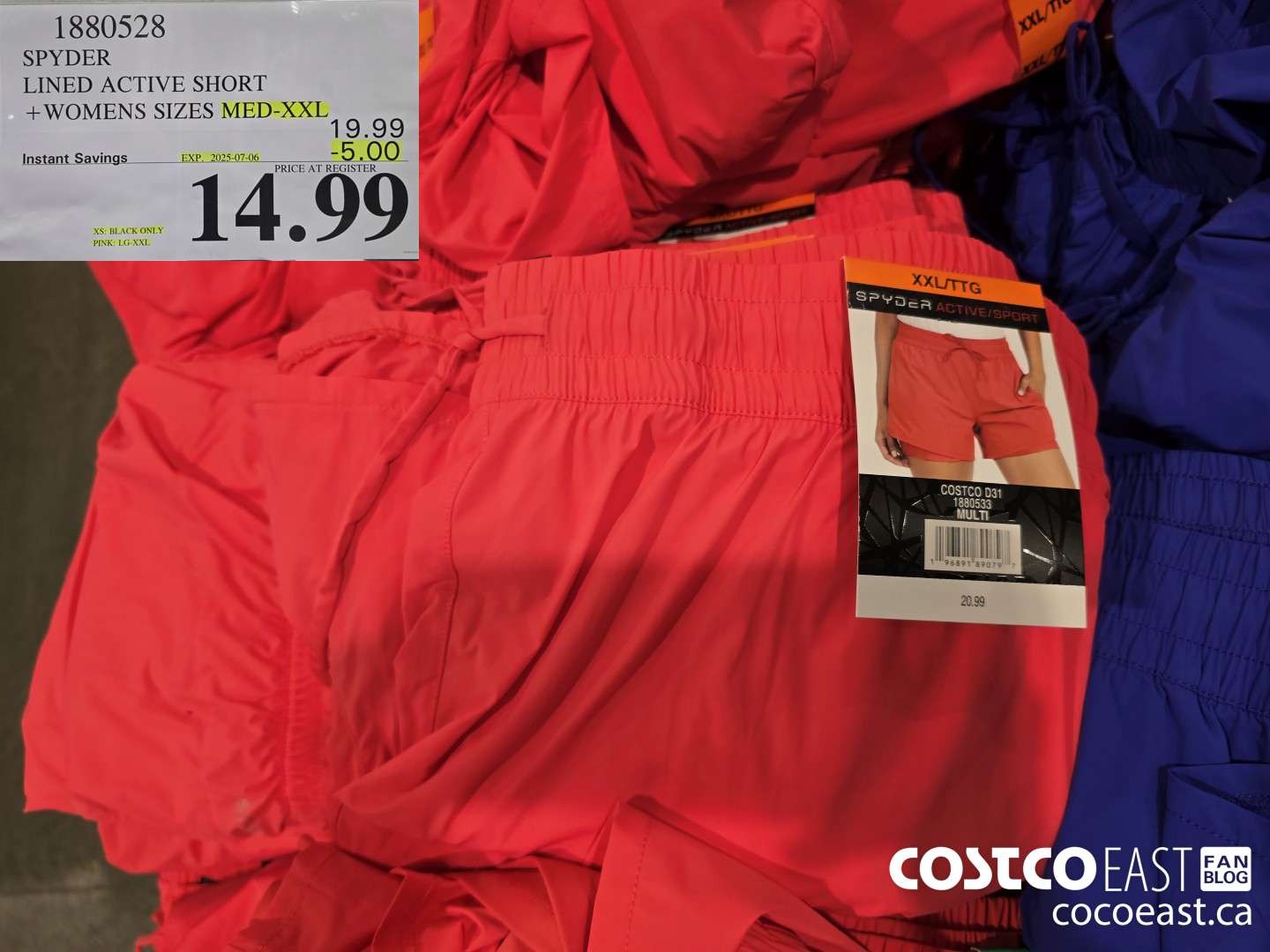 1880528 SPYDER LINED ACTIVE SHORT +WOMENS SIZES XS-XXL ($5.00 INSTANT SAVINGS EXPIRES ON 2025-07-06) $14.99